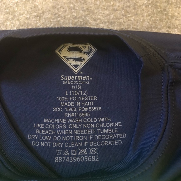SOLD Superman Poly T-shirt - Navy w/ Green Shield - Picture 2 of 4